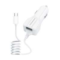 High quality wholesale white car universal charger with usb-c cable