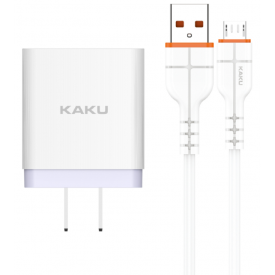 Kaku Brand Factory Cheap 18W QC 3.0 USB charger cable kit US EU Flat plug USB charger and Micro cable with 18W QC 3.0 charger