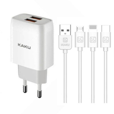 KAKU EU US plug universal mobile phone tablet power bank charging battery head wall dual usb charger for iphone huawei