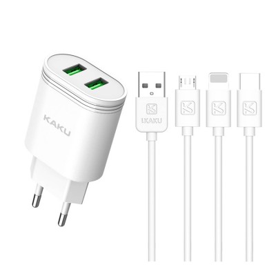 KAKU dual usb EU US 1m data cable line 240v portable wall mobile phone charger for iphone samsung