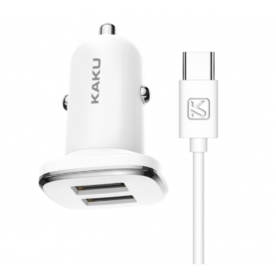 Kaku 2020 HOT Universal USB Car Charger with USB and Cable Car Charger for iPhone Samsung Micro type c cable