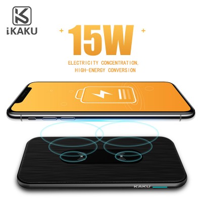 KAKU premium new 2coil rock dual coil qi quick 15w wireless charger for iphone x with usb